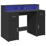 vidaXL Birou cu lumini LED, negru, 120x55x91 cm, lemn prelucrat vidaXL Birou cu lumini LED, negru, 120x55x91 cm, lemn prelucrat