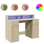 vidaXL Birou cu lumini LED stejar sonoma, 120x55x91 cm, lemn prelucrat vidaXL Birou cu lumini LED stejar sonoma, 120x55x91 cm, lemn prelucrat