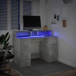 vidaXL Birou cu lumini LED, gri beton, 120x55x91 cm, lemn prelucrat vidaXL Birou cu lumini LED, gri beton, 120x55x91 cm, lemn prelucrat