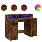 vidaXL Birou cu lumini LED stejar fumuriu 120x55x91 cm lemn prelucrat vidaXL Birou cu lumini LED stejar fumuriu 120x55x91 cm lemn prelucrat