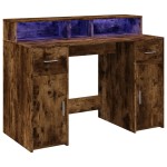 vidaXL Birou cu lumini LED stejar fumuriu 120x55x91 cm lemn prelucrat vidaXL Birou cu lumini LED stejar fumuriu 120x55x91 cm lemn prelucrat