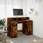 vidaXL Birou cu lumini LED stejar fumuriu 120x55x91 cm lemn prelucrat vidaXL Birou cu lumini LED stejar fumuriu 120x55x91 cm lemn prelucrat