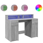 vidaXL Birou cu lumini LED, gri sonoma, 120x55x91 cm, lemn prelucrat vidaXL Birou cu lumini LED, gri sonoma, 120x55x91 cm, lemn prelucrat