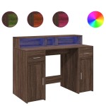 vidaXL Birou cu lumini LED, stejar maro, 120x55x91 cm, lemn prelucrat vidaXL Birou cu lumini LED, stejar maro, 120x55x91 cm, lemn prelucrat