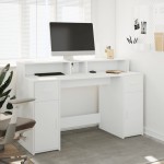 vidaXL Birou cu lumini LED, alb, 140x55x91 cm, lemn prelucrat vidaXL Birou cu lumini LED, alb, 140x55x91 cm, lemn prelucrat