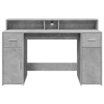 vidaXL Birou cu lumini LED, gri beton, 140x55x91 cm, lemn prelucrat vidaXL Birou cu lumini LED, gri beton, 140x55x91 cm, lemn prelucrat