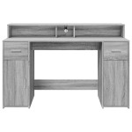 vidaXL Birou cu lumini LED, gri sonoma, 140x55x91 cm, lemn prelucrat vidaXL Birou cu lumini LED, gri sonoma, 140x55x91 cm, lemn prelucrat