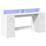 vidaXL Birou cu lumini LED, alb, 160x55x91 cm, lemn prelucrat vidaXL Birou cu lumini LED, alb, 160x55x91 cm, lemn prelucrat