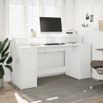vidaXL Birou cu lumini LED, alb, 160x55x91 cm, lemn prelucrat vidaXL Birou cu lumini LED, alb, 160x55x91 cm, lemn prelucrat