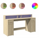 vidaXL Birou cu lumini LED stejar sonoma, 160x55x91 cm, lemn prelucrat vidaXL Birou cu lumini LED stejar sonoma, 160x55x91 cm, lemn prelucrat