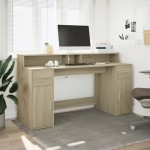 vidaXL Birou cu lumini LED stejar sonoma, 160x55x91 cm, lemn prelucrat vidaXL Birou cu lumini LED stejar sonoma, 160x55x91 cm, lemn prelucrat
