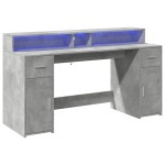 vidaXL Birou cu lumini LED, gri beton, 160x55x91 cm, lemn prelucrat vidaXL Birou cu lumini LED, gri beton, 160x55x91 cm, lemn prelucrat