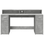 vidaXL Birou cu lumini LED, gri beton, 160x55x91 cm, lemn prelucrat vidaXL Birou cu lumini LED, gri beton, 160x55x91 cm, lemn prelucrat
