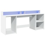 vidaXL Birou cu lumini LED, alb, 200x55x91 cm, lemn prelucrat vidaXL Birou cu lumini LED, alb, 200x55x91 cm, lemn prelucrat