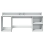 vidaXL Birou cu lumini LED, alb, 200x55x91 cm, lemn prelucrat vidaXL Birou cu lumini LED, alb, 200x55x91 cm, lemn prelucrat