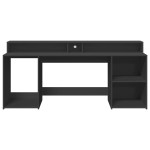 vidaXL Birou cu lumini LED, negru, 200x55x91 cm, lemn prelucrat vidaXL Birou cu lumini LED, negru, 200x55x91 cm, lemn prelucrat