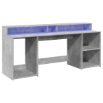 vidaXL Birou cu lumini LED, gri beton, 200x55x91 cm, lemn prelucrat vidaXL Birou cu lumini LED, gri beton, 200x55x91 cm, lemn prelucrat