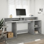 vidaXL Birou cu lumini LED, gri beton, 200x55x91 cm, lemn prelucrat vidaXL Birou cu lumini LED, gri beton, 200x55x91 cm, lemn prelucrat