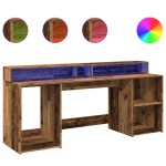 vidaXL Birou cu lumini LED, lemn vechi, 200x55x91 cm, lemn prelucrat vidaXL Birou cu lumini LED, lemn vechi, 200x55x91 cm, lemn prelucrat