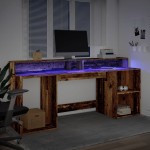 vidaXL Birou cu lumini LED, lemn vechi, 200x55x91 cm, lemn prelucrat vidaXL Birou cu lumini LED, lemn vechi, 200x55x91 cm, lemn prelucrat