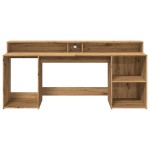 vidaXL Birou cu lumini LED stejar artizanal 200x55x91cm lemn prelucrat vidaXL Birou cu lumini LED stejar artizanal 200x55x91cm lemn prelucrat