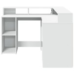vidaXL Birou cu lumini LED, alb, 130x130x91 cm, lemn prelucrat vidaXL Birou cu lumini LED, alb, 130x130x91 cm, lemn prelucrat