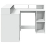 vidaXL Birou cu lumini LED, alb, 130x130x91 cm, lemn prelucrat vidaXL Birou cu lumini LED, alb, 130x130x91 cm, lemn prelucrat