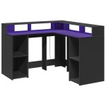 vidaXL Birou cu lumini LED, negru, 130x130x91 cm, lemn prelucrat vidaXL Birou cu lumini LED, negru, 130x130x91 cm, lemn prelucrat
