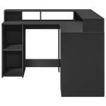 vidaXL Birou cu lumini LED, negru, 130x130x91 cm, lemn prelucrat vidaXL Birou cu lumini LED, negru, 130x130x91 cm, lemn prelucrat