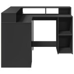 vidaXL Birou cu lumini LED, negru, 130x130x91 cm, lemn prelucrat vidaXL Birou cu lumini LED, negru, 130x130x91 cm, lemn prelucrat