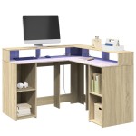 vidaXL Birou cu lumini LED stejar sonoma 130x130x91 cm, lemn prelucrat vidaXL Birou cu lumini LED stejar sonoma 130x130x91 cm, lemn prelucrat