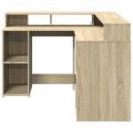 vidaXL Birou cu lumini LED stejar sonoma 130x130x91 cm, lemn prelucrat vidaXL Birou cu lumini LED stejar sonoma 130x130x91 cm, lemn prelucrat