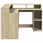 vidaXL Birou cu lumini LED stejar sonoma 130x130x91 cm, lemn prelucrat vidaXL Birou cu lumini LED stejar sonoma 130x130x91 cm, lemn prelucrat
