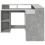 vidaXL Birou cu lumini LED, gri beton, 130x130x91 cm, lemn prelucrat vidaXL Birou cu lumini LED, gri beton, 130x130x91 cm, lemn prelucrat