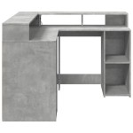 vidaXL Birou cu lumini LED, gri beton, 130x130x91 cm, lemn prelucrat vidaXL Birou cu lumini LED, gri beton, 130x130x91 cm, lemn prelucrat