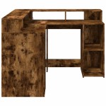 vidaXL Birou cu lumini LED stejar fumuriu 130x130x91 cm lemn prelucrat vidaXL Birou cu lumini LED stejar fumuriu 130x130x91 cm lemn prelucrat