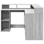 vidaXL Birou cu lumini LED, gri sonoma, 130x130x91 cm, lemn prelucrat vidaXL Birou cu lumini LED, gri sonoma, 130x130x91 cm, lemn prelucrat