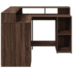 vidaXL Birou cu lumini LED, stejar maro, 130x130x91 cm, lemn prelucrat vidaXL Birou cu lumini LED, stejar maro, 130x130x91 cm, lemn prelucrat