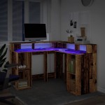 vidaXL Birou cu lumini LED, lemn vechi, 130x130x91 cm, lemn prelucrat vidaXL Birou cu lumini LED, lemn vechi, 130x130x91 cm, lemn prelucrat