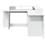 vidaXL Birou cu lumini LED, alb, 152x152x91 cm, lemn prelucrat