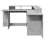 vidaXL Birou cu lumini LED, gri beton, 152x152x91 cm, lemn prelucrat
