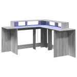 vidaXL Birou cu lumini LED, gri sonoma, 152x152x91 cm, lemn prelucrat vidaXL Birou cu lumini LED, gri sonoma, 152x152x91 cm, lemn prelucrat