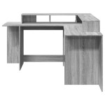 vidaXL Birou cu lumini LED, gri sonoma, 152x152x91 cm, lemn prelucrat vidaXL Birou cu lumini LED, gri sonoma, 152x152x91 cm, lemn prelucrat