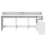 vidaXL Birou cu lumini LED, alb, 200x104x91 cm, lemn prelucrat