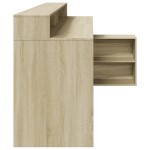 vidaXL Birou cu lumini LED stejar sonoma, 200x104x91cm, lemn prelucrat