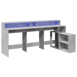 vidaXL Birou cu lumini LED, gri beton, 200x104x91 cm, lemn prelucrat vidaXL Birou cu lumini LED, gri beton, 200x104x91 cm, lemn prelucrat
