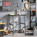 vidaXL Banc lucru maro 80x60x(71,5-98) cm lemn masiv stejar vidaXL Banc lucru maro 80x60x(71,5-98) cm lemn masiv stejar