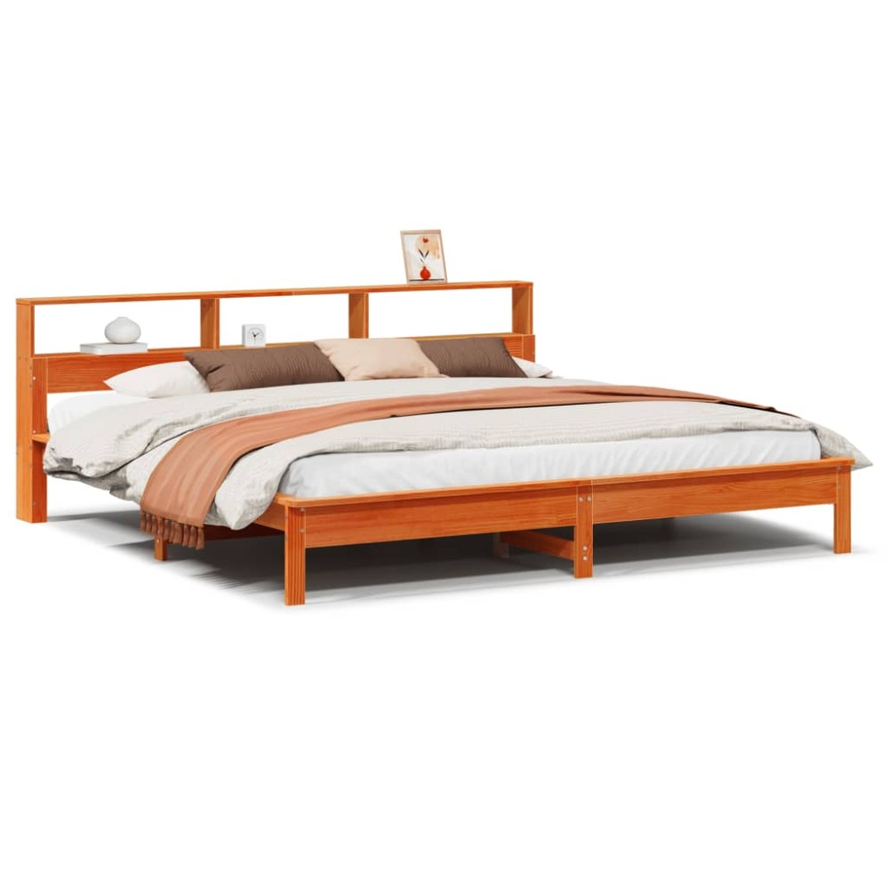 vidaXL Cadru de pat fără saltea, maro ceruit 180x200 cm lemn masiv pin
