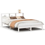 vidaXL Cadru de pat fără saltea, alb, 135x190 cm, lemn masiv de pin