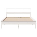 vidaXL Cadru de pat fără saltea, alb, 135x190 cm, lemn masiv de pin